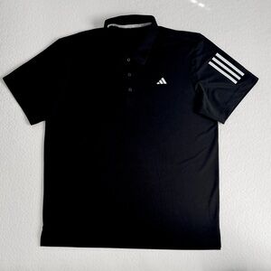 Adidas Men's Black Polo with White Stripes